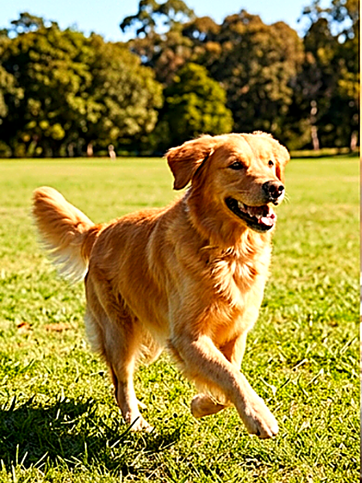 Cão feliz correndo ao ar livre